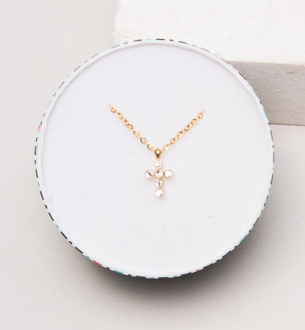 Gold Cross Pendant Necklace, Give freedom & careers to exploited women! - Give Back Goods