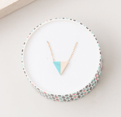 Gold & Turquoise Triangle Pendant Necklace, Give freedom to exploited girls & women!