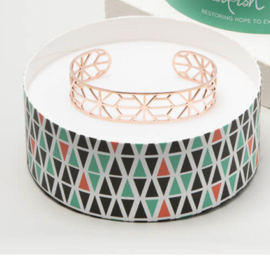 Rose Gold Geometric Cuff Bracelet, Give freedom to exploited girls & women!