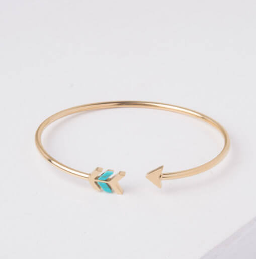 Gold and Turquoise Arrow Cuff Bracelet, Give freedom to exploited girls & women!