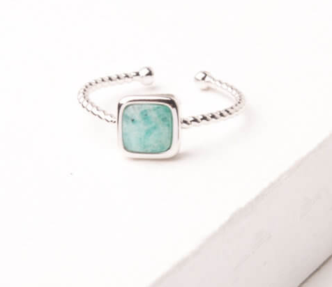 Silver & Amazonite Square Ring, Give freedom to exploited girls & women!
