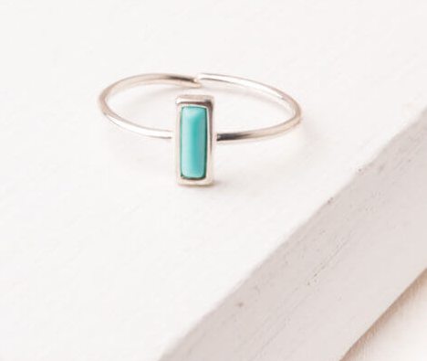 Silver & turquoise adjustable rectangle ring, Give freedom to exploited girls & women!