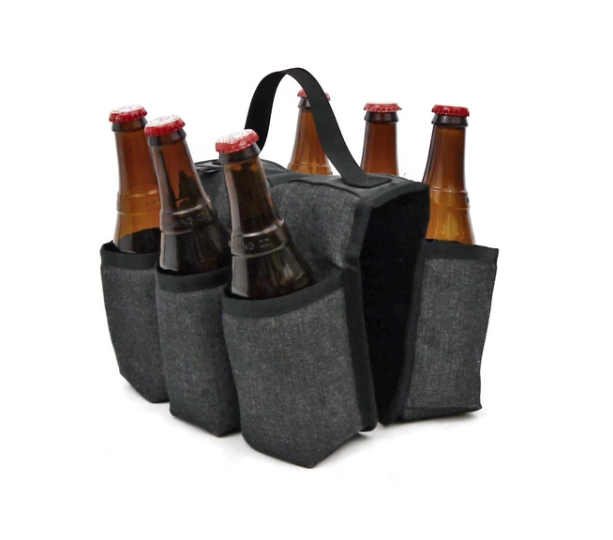 Upcycled  Can or Bottle Holder, 6 pack- insulated -Made in the USA- Saves Landfill Space!