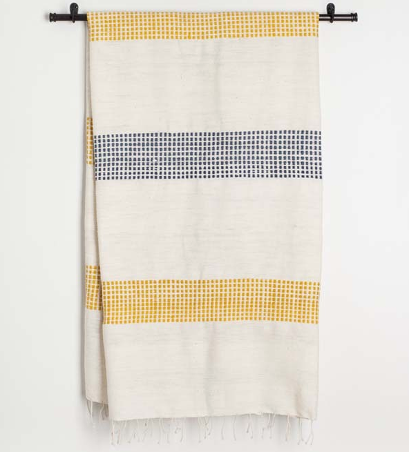 Ethiopian Navy & Gold Dotted Cotton Bath Towels, Hand Woven, Fair Trade (pick your colors) Eco-Friendly