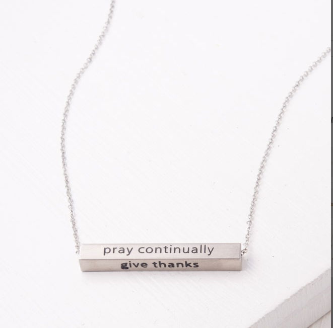 Rejoice, Pray, Give Thanks Bar Necklace (Silver or Gold), Create careers for exploited girls & women!