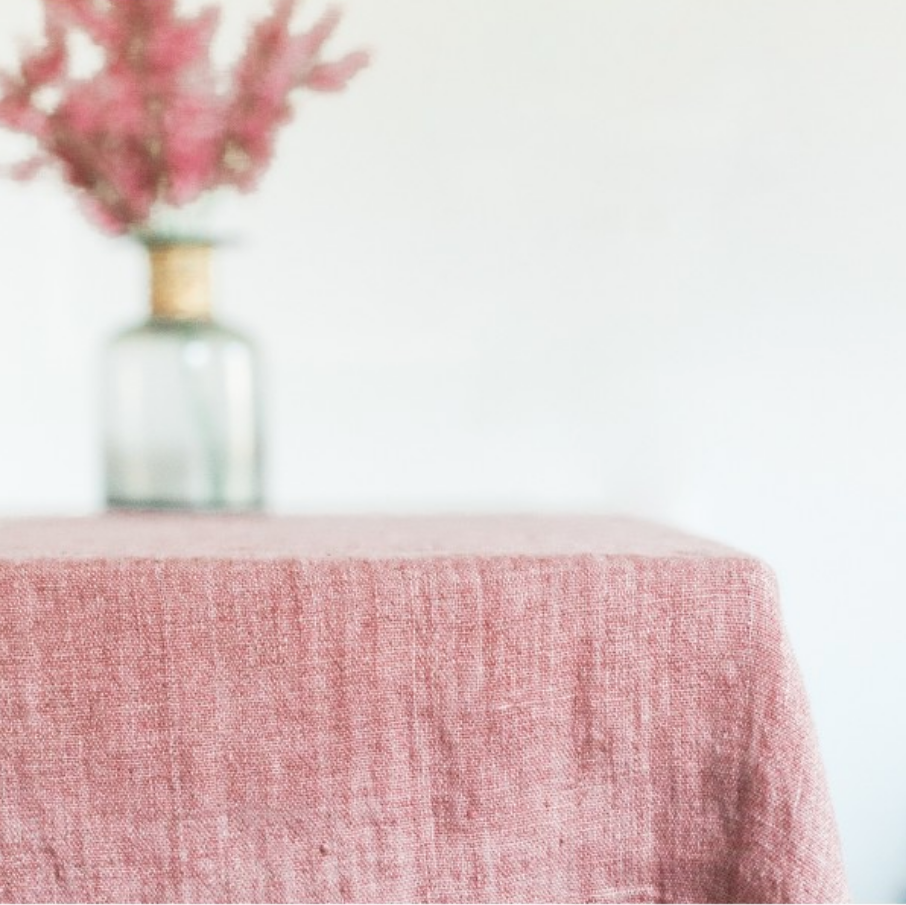 Stone Washed Linen Tablecloth 84 x 60 (Rose, Light Blue, Grey, Blush, Navy, Oyster)  Eco-Friendly, Fair Trade