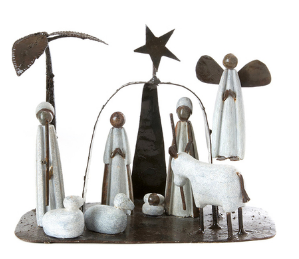 Handcrafted Metal Nativity Scene, Fair Trade from Zimbabwe