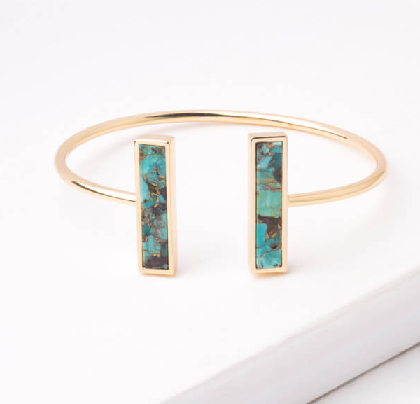 Turquoise Stone Gold Cuff Bracelet, Give freedom to exploited girls & women!