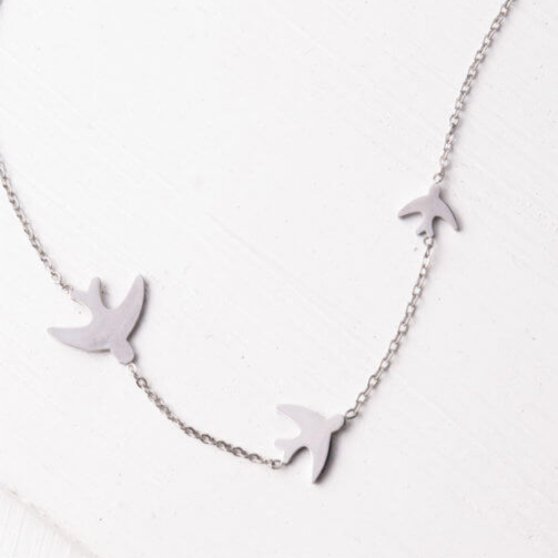Silver Sparrow Bird Necklace, Give freedom to exploited girls & women!