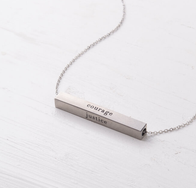 Silver Dignity Freedom Bar Necklace, Create careers for exploited girls & women!