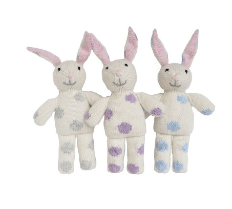 Set of 3 Hand Knit Easter Bunnies Stuffed Animals for Baby and Kids - Fair Trade