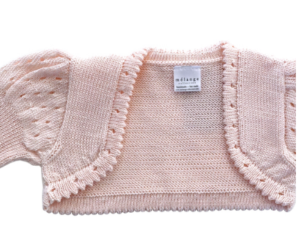 Hand Knit Baby / Toddler Pink Bolero Cardigan, Fair Trade