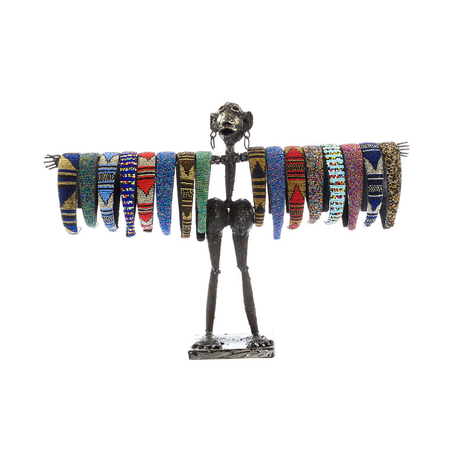 African Person Jewelry Display holder made from recycled metal, Fair Trade