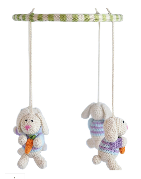 Bunny Rabbit Nursery Mobile, Handmade, Fair Trade