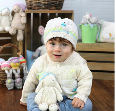 Handmade Knit Baby/ Toddler Easter Bunny Cardigan, Fair Trade