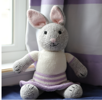 Hand Knit Bonny The Bunny Stuffed animal, Fair Trade