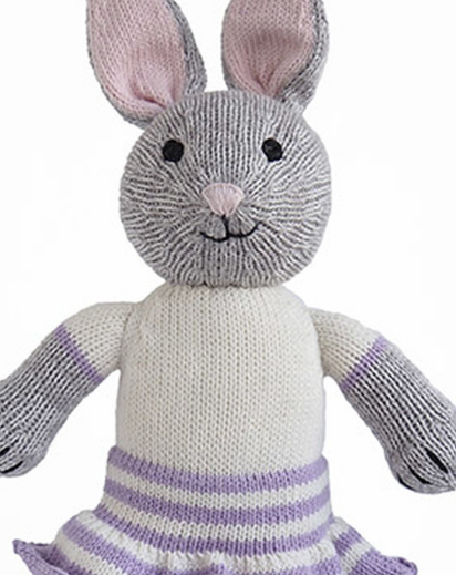 Hand Knit Bonny The Bunny Stuffed animal, Fair Trade