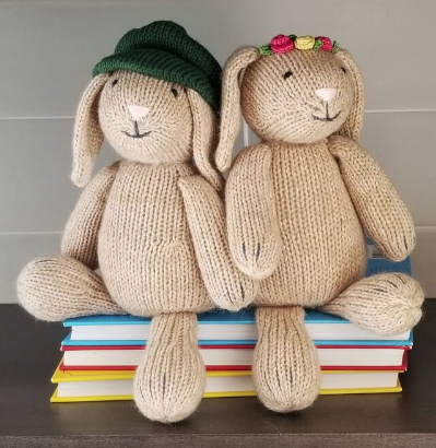 Hand Knit Sitting Brown Easter Bunny Stuffed animal - Support Fair Trade for Artisans