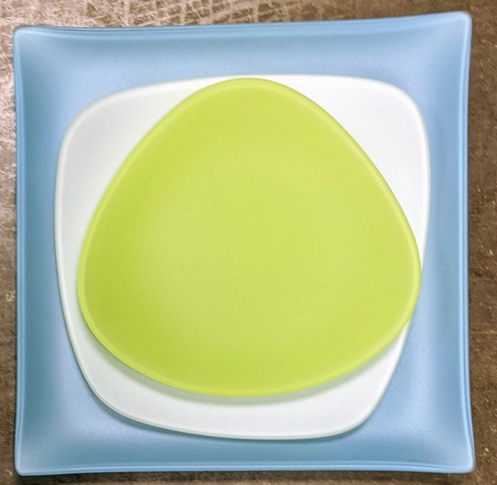 3 Piece Sea Glass Place setting dishes, sky/earth series, Made in the USA, Lead and Cadmium Free