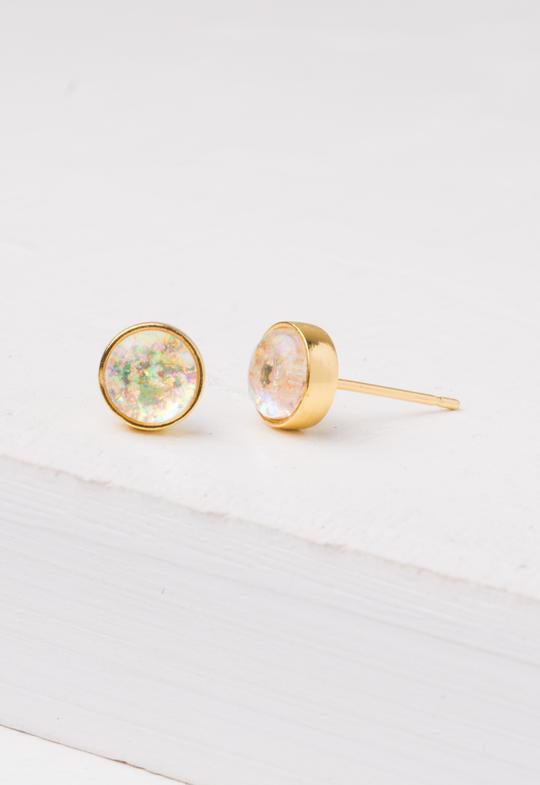 Gold & "Opal" Stud Earrings- Give Freedom To Girls & Women!