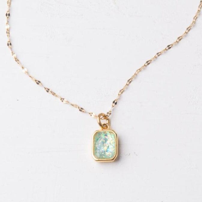Sky Blue Opal & Gold Necklace- Give Freedom To Girls & Women