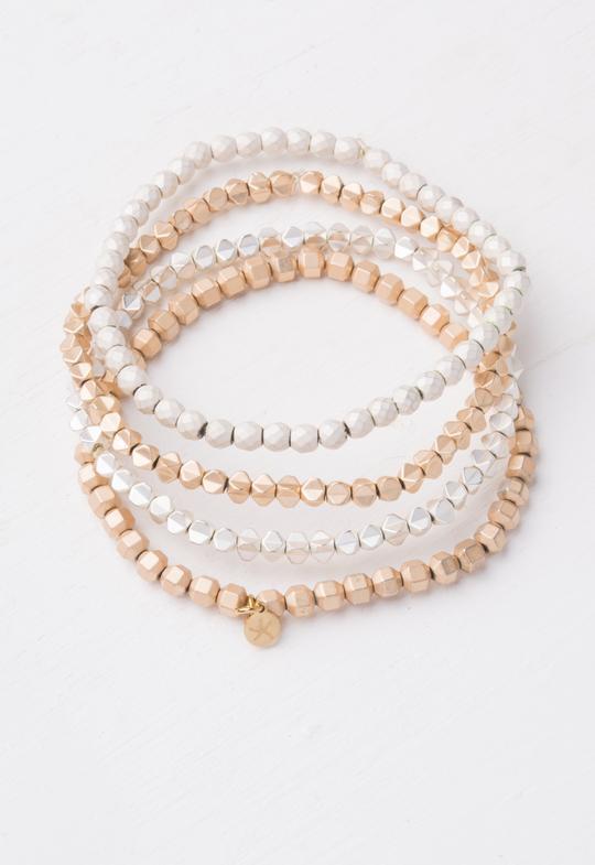 Gold & White Bead Bracelet Set- Give Freedom To Women!