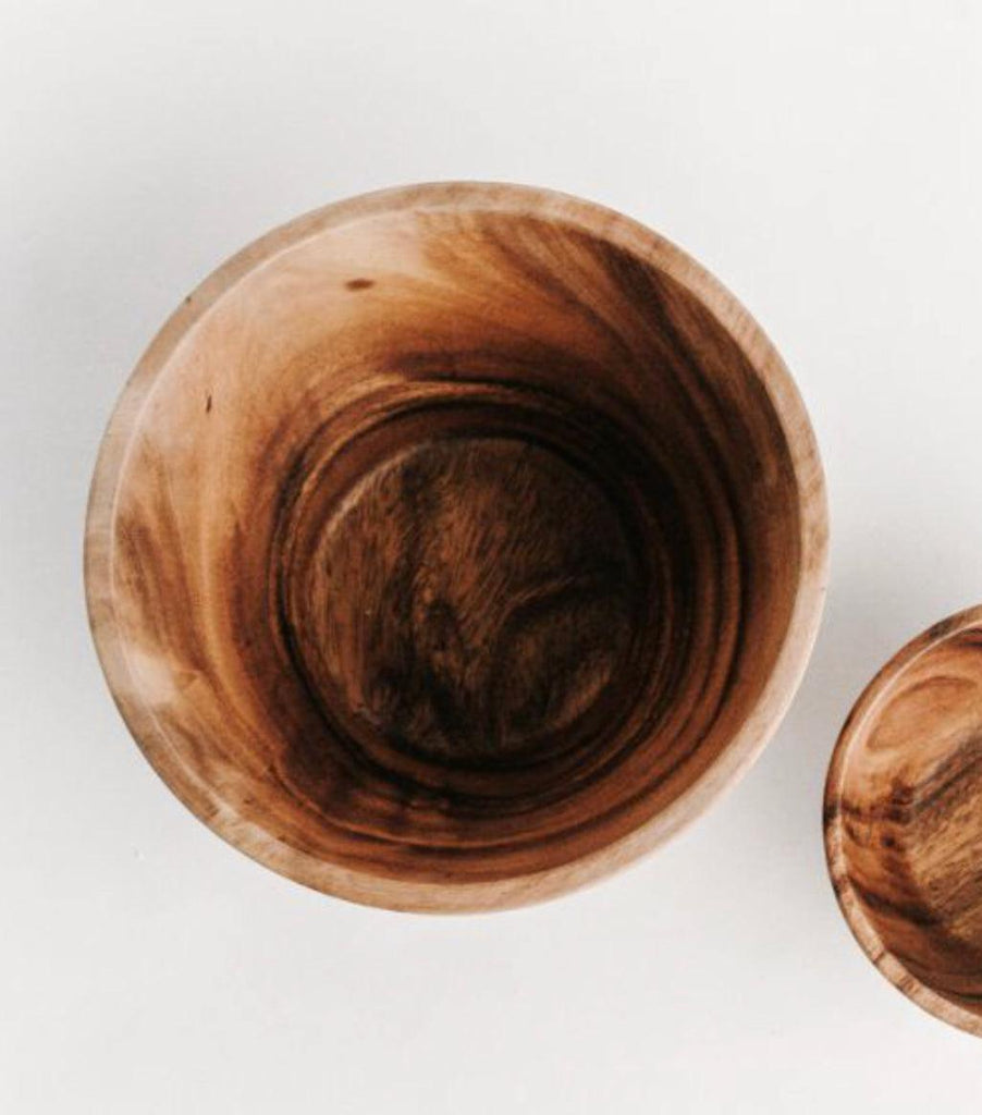 Hand Carved Acacia Wood 9.5” Salad Bowl - Fair Trade and Sustainably Harvested