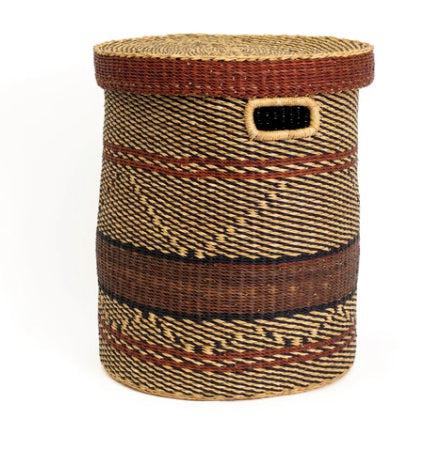 Handwoven 20" Decorative Hamper Storage Basket, Fair Trade, Ghana