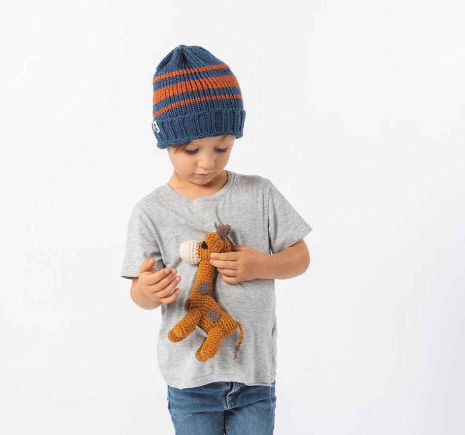 Hand Knit Striped Kids Beanie Hat-Fair Trade
