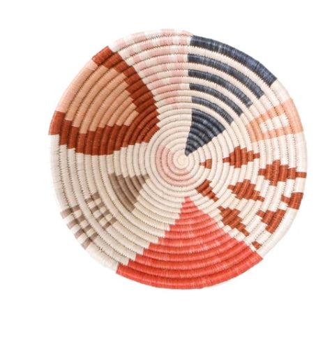 10"  Hand Woven Terra Cotta colored Basket Bowl , Fair Trade, Rwanda