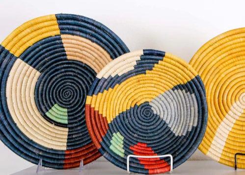10" Hand Woven Colorful Basket Bowl, Fair Trade, Rwanda