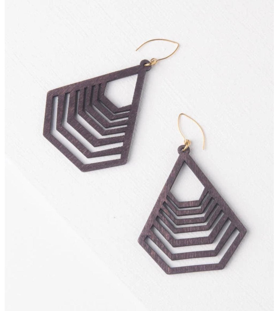 Geometric Brown Wooden Earrings, Give freedom to exploited girls & women!