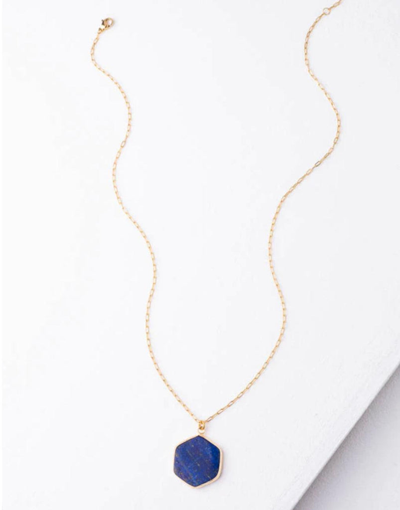 Blue Lapiz Hexagon Pendant Necklace, Give freedom & careers to exploited women!